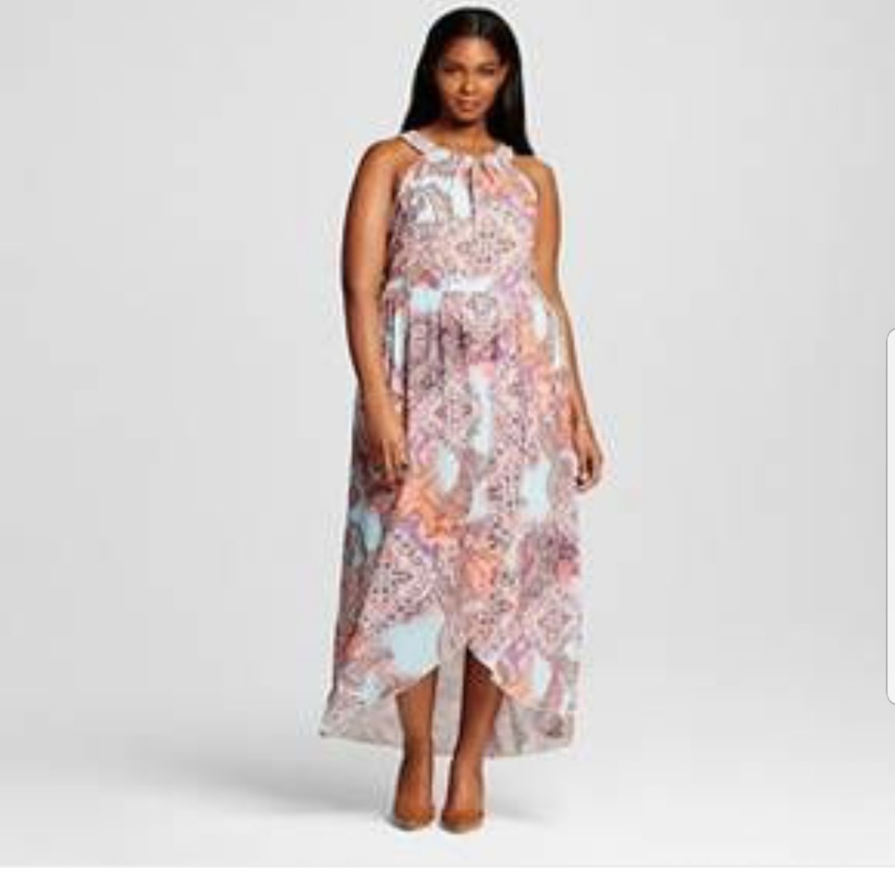 Haulter Neck Printed Maxi Dress
